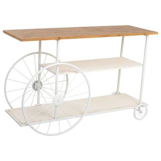 Wanderlust Deco Recibidor de madera y metal lacado con 2 baldas 120x42x78h cm - blanco