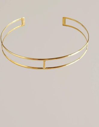 Bisjoux Brass Collar Choker Necklace In Gold
