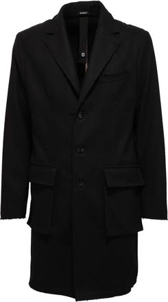 Officina36 Cappotto Taglio Vivo Interno Sfoderato - Heren - Mantel - Zwart - S - Wol - Jassen