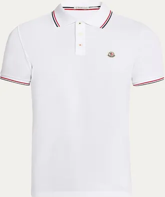 Moncler Mens Stripe-Trim Cotton Polo Shirt