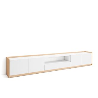 Skraut Home Skraut Home - Mueble Tv, Televisi&oacute;n, 310x37x50cm, Para Tv Hasta 80, Blanco Y Roble Soft