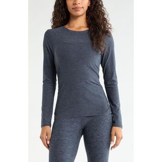 Zella Restore Soft Ruched T-Shirt in Navy Armada Melange at Nordstrom, Size X-Small