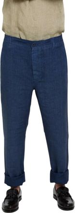 120% Lino Uomo, Pantaloni, Blu, S, new