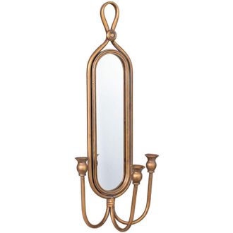 Wanderlust Deco Wanderlust Deco - Candelabro De Pared De Metal Envejecido Dorado 26x13x62h Cm