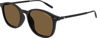 Montblanc MB0454SA Asian Fit 002 Mens Sunglasses Black Size 54