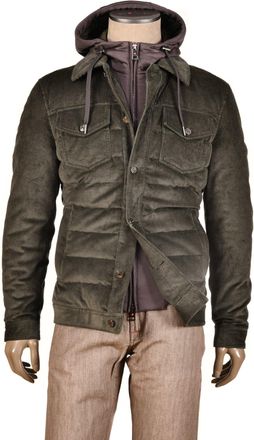 Kiton Kired Erta Corduroy Cotton Coat W/ Detachable Hood