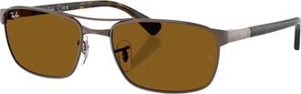 Ray-Ban Square Zonnebril - unisex - Zonnebrillen - Bruin - 60 MM - Accessoires