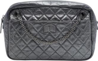 Chanel Pre-owned Leather chanel-bags - Dames - Vintage Schoudertas - Grijs - ONE Size - Vintage