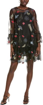 Gracia Floral Embroidered Mesh Layered Mini Dress