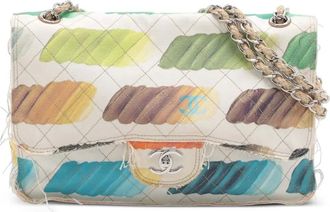 Chanel 2014 Jumbo Canvas Classic Colorama Single Flap shoulder bag - White