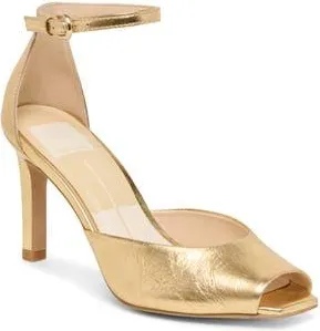 Dolce Vita Serlo Ankle Strap Pump in Gold Crinkle Patent at Nordstrom Rack, Size 5.5