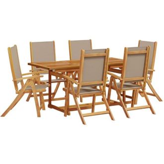 vidaXL Juego Comedor De Jard&iacute;n 7 Pzas Madera Maciza Acacia Y Textileno Vidaxl