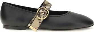 Burberry Black Leather Ballet Flats