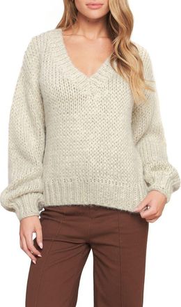 Flying Tomato V-Neck Sweater in Cream/gold at Nordstrom Rack, Size Medium