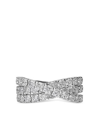 Leo Pizzo 18kt witgouden Waves ring met diamant - Zilver