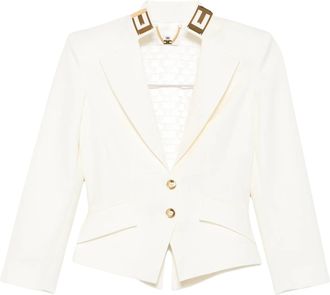Elisabetta Franchi Tailored Jacket With Deep V-Neckline And Gold Accents