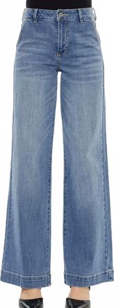 Kancan High Rise Trouser Wide Leg Jeans In Medium Wash