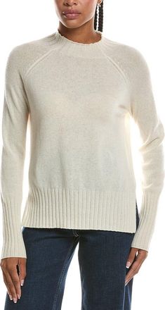 Fort&eacute; Cashmere Basic Trim Low Funnel 100% Cashmere Pullover