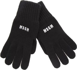 Msgm Logo Handschoenen - Dames - Handschoenen - Zwart - ONE Size - Wol - Accessoires
