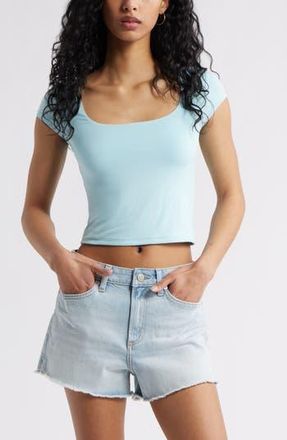 BP. Square Neck Baby Tee in Blue Aqua at Nordstrom Rack, Size Large