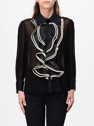 Elisabetta Franchi Camicia in viscosa con rouches e collo francese