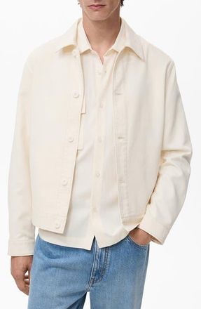 Mango Straight Cotton Blend Jacket in Ecru at Nordstrom, Size X-Large