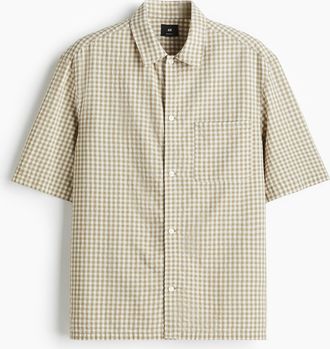 H&M Kurzarmhemd in Regular Fit - Green