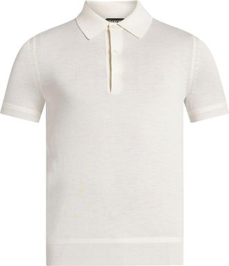 Tom Ford short sleeve polo shirt - men - Silk/Mother of Pearl/Cashmere - 52 - Neutrals