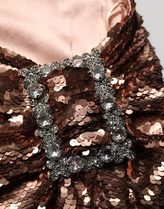Dolce & Gabbana Womens Rose Gold Embellished Sequinned Maxi Skirt Polyester Elastodiene