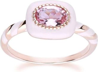 Gemondo Pink Tourmaline & Enamel Rose Gold Plated Sterling Silver Siberian Waltz Ring