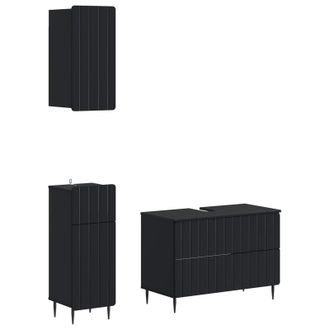 vidaXL Juego De Armarios De Ba&ntilde;o De 3 Piezas Zwolle Negro Vidaxl