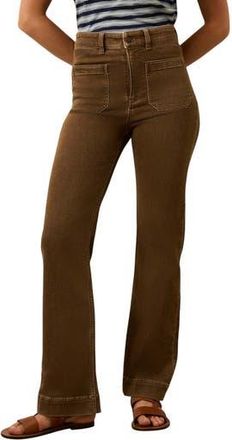 Faherty Patch Pocket High Waist Wide Leg Stretch Terry Pants in Walnut at Nordstrom Rack, Size 25