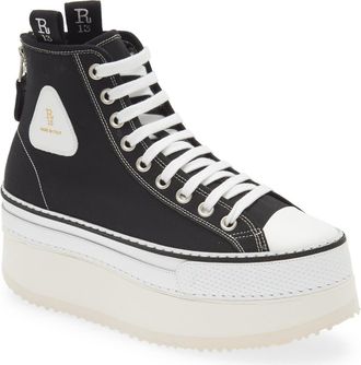 R13 Platform High Top Sneaker in 150 Black at Nordstrom, Size 6Us