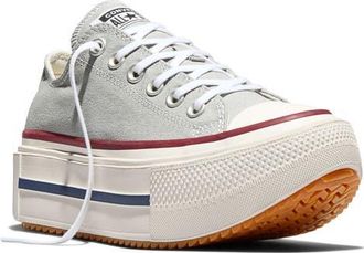 Converse Gender Inclusive Chuck Taylor All Star Lift Double Stack Low Top Platform Sneaker in Grey Area/Egret/Garnet at Nordstrom, Size 7.5