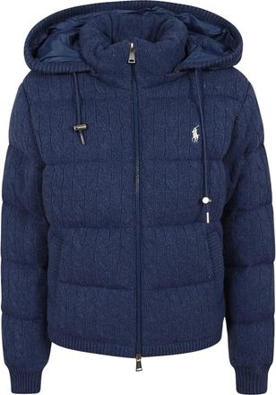 Ralph Lauren Cable-Knit Gewatteerd Jas - Dames - Winterjassen - Blauw - M - Wol - Jassen