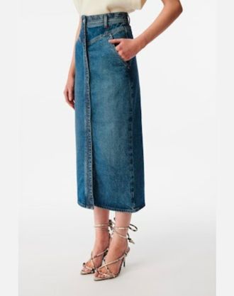 Iro Garice Denim Midi Skirt In Blue