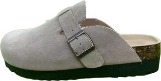 Generic Womens Suede Clogs Comfortable Platform Wedges Closed Toe Sandals Latex Footbed Thick Arch Support with Adjustable Strap for Work Walking Daily Wear C