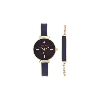 Anne Klein Genuine Diamond Dial Bangle Watch with Bracelet Set