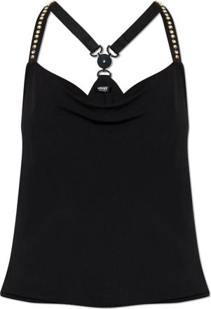 Versace Stretch Cr&ecirc;pe Jersey Top met Plooitjes - Dames - Tops zonder mouwen - Zwart - M - Tops