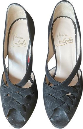 Christian Louboutin Black Suede Criss-Cross Sandals Size 36
