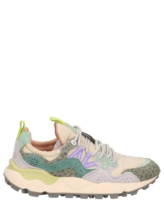 Flower Mountain Pastel-Tone Sneakers with Animal Print Accents