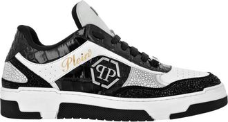 Philipp Plein Low Top Sneakers Mix Strass Cocco - unisex - Sneakers - Zwart - 41 EU - Leer - Schoenen