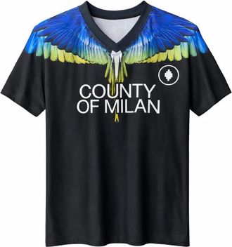 Marcelo Burlon Soccer T-Shirt - Heren - T-shirts - Zwart - S - Polyester - Tops
