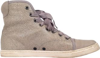 Lanvin Lanvin hoge sneakers met textuur in beige leer