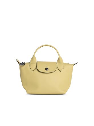 Longchamp Pistazien-Lear-Tasche mit Xs Le Pliage Xtra-Griff