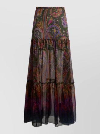 Etro silk paisley-print ruffled maxi skirt