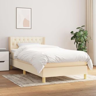 vidaXL Vidaxl - Cama Box Spring Con Colch&oacute;n Tela Color Crema 90x190 Cm