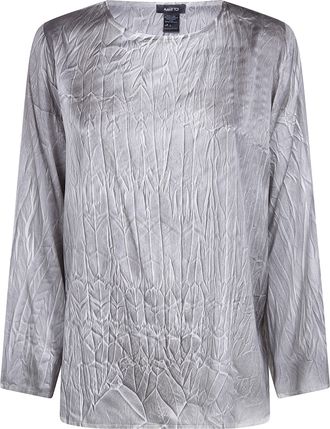 Avant Toi Crumpled Effect Stretch Silk Blouse