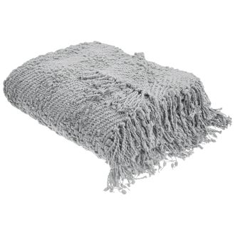 Beliani Beliani - Manta De Algod&oacute;n Tejida Colcha Con Borlas Cubrecama 150 X 200 Cm Gris Vella