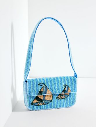 Talbots Nautical Beaded Shoulder Bag - Blue - 001 Talbots